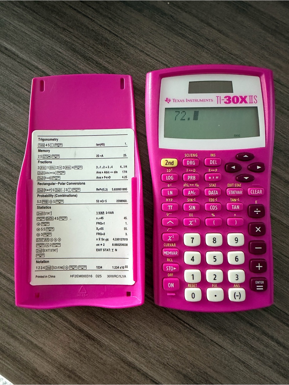 Texas Instruments TI-30X IIS Scientific Calculator in Bright Pink